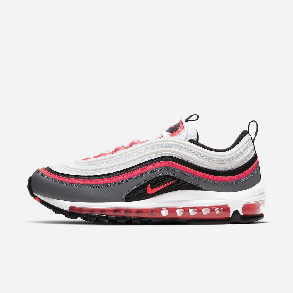 Sneakers Nike Air Max 97 Blanche 2957-340 White/Black/Smoke Grey/Laser Crimson Homme | VFQ-21959843